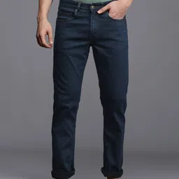 Louis Philippe Jeans Men Blue Matt Slim Fit Low-Rise Stretchable Jeans-image-81