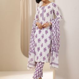 Libas Women Floral Printed Regular Kurta with Trousers & With Dupatta-6