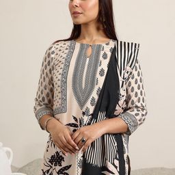 Libas Floral Printed Keyhole Neck Straight Kurta With Trousers And Dupatta-56