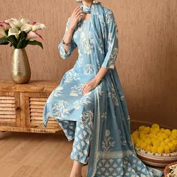 Anouk Women Floral Printed Regular Kurta with Trousers & With Dupatta-image-94