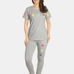 FILMAX ORIGINALS Women Printed Round Neck Short Sleeves Night suits-picture-29