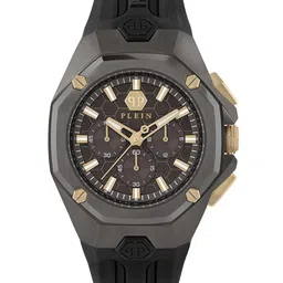 PHILIPP PLEIN Men Brass Dial & Textured Straps Analogue Watch PWTBA0323-11