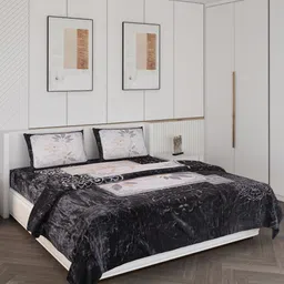 Monte Carlo Black 4 Pieces Ethnic Double Queen Bedsheet With 2 Pillow Covers & Comforter-picture-29