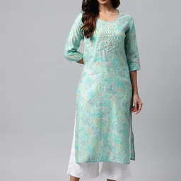 Readiprint Fashions Floral Printed Mirror Work Pure Silk Kurta-image-59