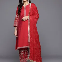 Varanga Ethnic Motifs Embroidered Zari Kurta With Salwar & Dupatta-picture-38