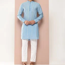 See Designs Embroidered Sequinned Chanderi Silk Kurta with Pyjamas-picture-16