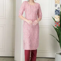 7Threads Selection Of 6 Geometric Printed Round Neck Straight Kurta-image-38