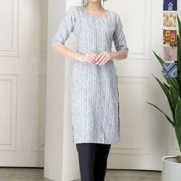 7Threads Selection Of 6 Geometric Printed Round Neck Straight Kurta-image-9