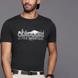 Columbia Men Black Typography Printed UPF50 Slim Fit T-shirt-image-3