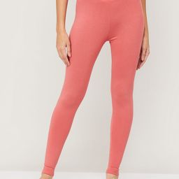Melange by Lifestyle Women Coral-Coloured Solid Ankle-Length Leggings-image-23