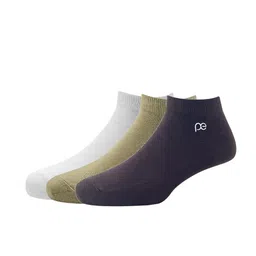 Peter England Men Beige & Brown Pack of 3 Cotton Ankle Length Socks-30