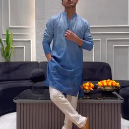 KISAH Ethnic Motifs Emboidered Sequinned Pure Cotton Straight Kurta With Churidar-picture-53