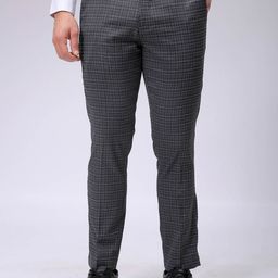 The Indian Garage Co. X Luxe Men Checked Slim Fit Formal Trousers-image-59