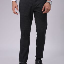The Indian Garage Co. X Luxe Men Checked Slim Fit Formal Trousers-image-54
