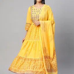 Readiprint Fashions Floral Embroidered Cotton Ethnic Maxi Ethnic Dress-picture-52
