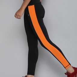 HRX by Hrithik Roshan Women Black & Orange Solid Running Tights-image-94