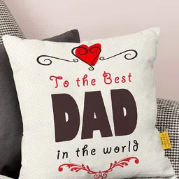 TIED RIBBONS Multi-Colored Fathers Day Gift Set Printed Cushion Cover with Filler-19