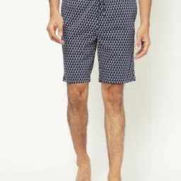 Crimsoune Club Men Mid-Rise Pure Cotton Geometric Printed Lounge Shorts-picture-39