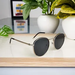 Voyage Unisex Black Lens & Silver-Toned Round Sunglasses with UV Protected Lens 1915MG3622-10
