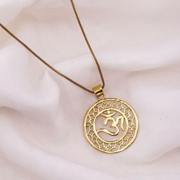 Studio One Love Brass-Plated OM Contemporary Pendant With Chain-image-46
