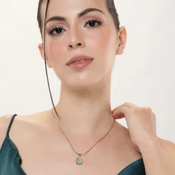 Estele Rose Gold-Plated CZ-Studded Geometric Pendant with Chain-14
