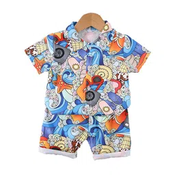 StyleCast x Revolte Boys Blue Abstract Printed Shirt with Shorts-image-67