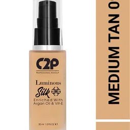 C2P PROFESSIONAL MAKEUP Luminous Silk Liquid Foundation with Argan Oil - Medium Tan 09-45