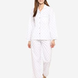 shopbloom Women White & Purple Polka Dots Printed Cotton Night Suit-picture-32