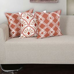Ode & Cleo White & Burgundy 3 Pieces Ethnic Motifs Square Cushion Covers-16