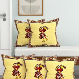 Lali Prints White & Maroon Set of 5 Ethnic Motifs Square Cushion Covers-18