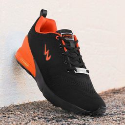 Campus Men Black & Orange Flying Fury Woven Design Running Shoes-40