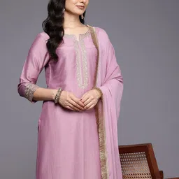 Varanga Embroidered Zari Kurta With Palazzos & Dupatta-image-51