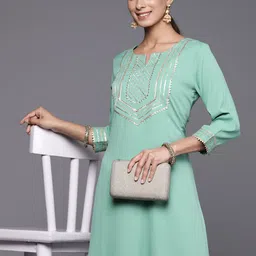 Varanga Ethnic Motifs Embellished Gotta Patti Crepe Kurta-picture-0