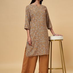 RANGMANCH BY PANTALOONS Floral Printed Round Neck Kurta with Trousers-picture-20
