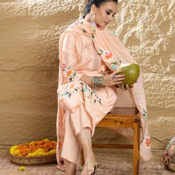 Indo Era Women Floral Printed Regular Thread Work Kurta with Trousers & Dupatta-image-71