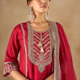 Indo Era Women Ethnic Motifs Embroidered Panelled Kurta with Trousers & With Dupatta-28