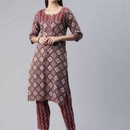 Readiprint Fashions Women Ethnic Motifs Printed Regular Sequinned Pure Cotton Kurta with Trousers-picture-4