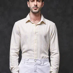 RARE RABBIT Classic Striped Spread Collar Cotton Formal Shirt-image-85