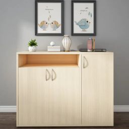 woodbuzz Denera Shoe Cabinet in Beige Teak Finish-picture-18
