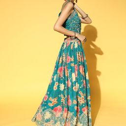 Soch Gorgeous Green Solid Unstitched Lehenga Choli with Dupatta image 2