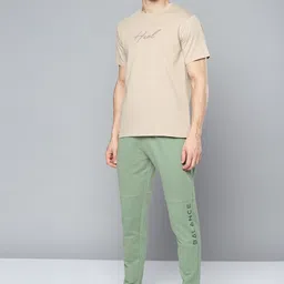 HRX By Hrithik Roshan Yoga Men Jade Organic Cotton Typography Track Pants-picture-31