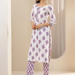 Libas Women Floral Printed Regular Kurta with Trousers & With Dupatta image 5