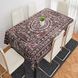 Kuber Industries Maroon Waterproof 6-Seater Table Cover with Embroidered details-89