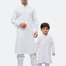 VASTRAMAY Boys White Solid Pure Cotton Regular Kurta With Churidar-14