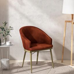 casacraft from pepperfry Reagan Leather Dining Chair In Brass Finish-picture-27