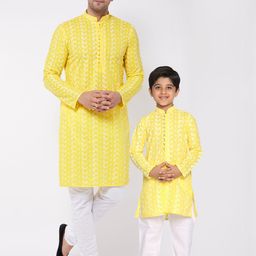 VASTRAMAY Boys Ethnic Motifs Embroidered Pure Cotton Straight Kurta with Pyjamas-42