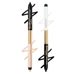 SHRYOAN Set Of 2 Dual Waterproof Kajal With Sharpener-1.35gEach-Black & White-Black & Nude-12