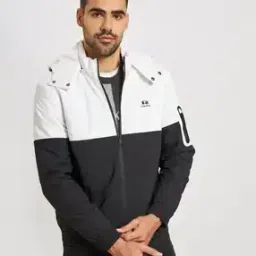 Colourblock Zip-Front Jacket with Detachable Hood-6