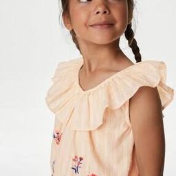 marks & spencer Girls Floral Embroidered V-Neck Top-picture-32