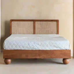 orange tree Abacus Solid Wood Bed Queen Size In Kaira Finish-picture-3